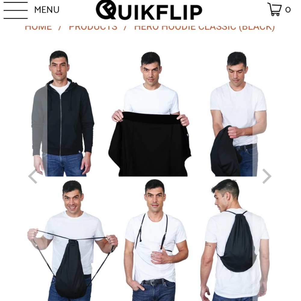 Quickflip Large Black Zip Up Hoodie